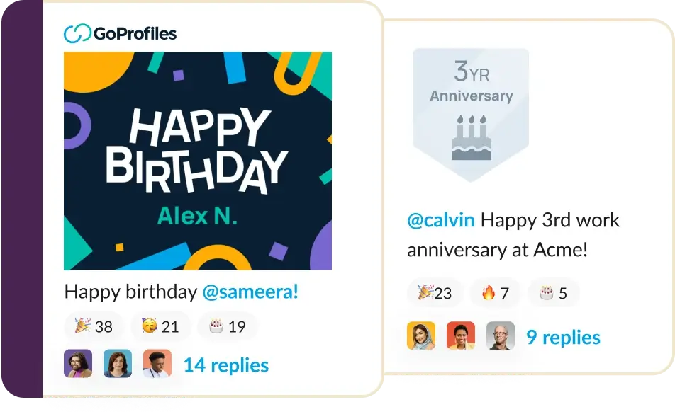 GoProfiles employee milestone recognition