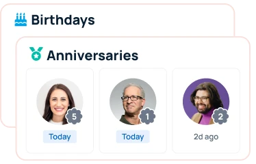Employee birthdays and anniversaries