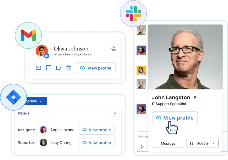 One-click access to employee GoProfiles from your work apps